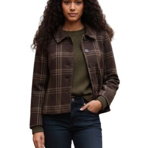 BRIGGS NEW YORK Vintage 90’s Brown Wool Blend Boxy Blazer Plaid Size 10